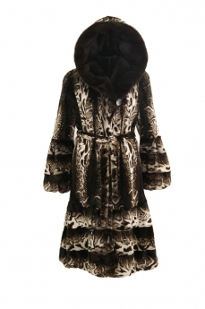 Пальто женское из норки с капюшоном 70230-GR90