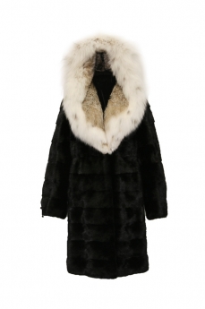 Пальто женское из норки с капюшоном Poper-100-ris