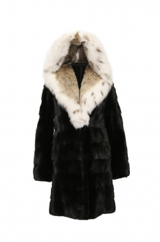 Пальто женское из норки с капюшоном  Poper-95-ris