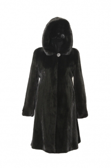 Пальто женское из норки с капюшоном  Gade-105-kap