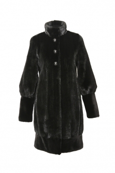 Пальто женское из норки с воротником  H-22-100-vor