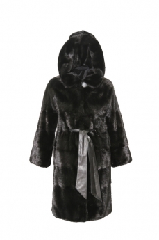 Пальто женское из норки с капюшоном 15452-B8-Z0139