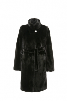 Пальто женское из норки с воротником B121090-0700-T-100-amer-kap