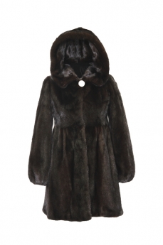 Пальто женское из норки с капюшоном 209-Y417-155335784