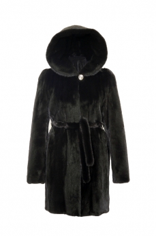 Пальто женское из норки с капюшоном  amer-90-kap-prym