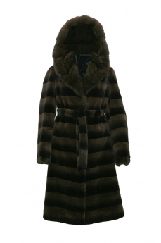 Пальто женское из кролика  с капюшоном 3069A-168