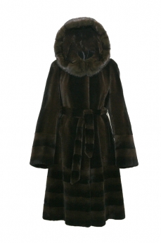 Пальто женское из кролика  с капюшоном 130549-EO62