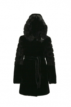 Пальто из овчины с капюшоном FC6468-L42-8