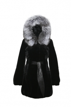 Пальто женское из овчины с капюшоном 2182-18