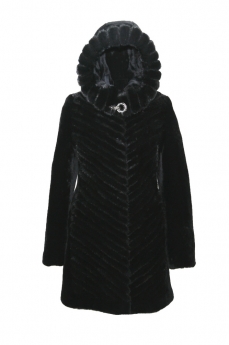 Пальто женское из овчины с капюшоном 91332-18