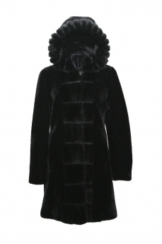 Пальто женское из овчины с капюшоном M123-95-L18