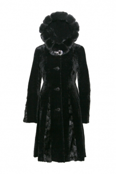 Пальто женское из овчины с капюшоном B121-2822-L43