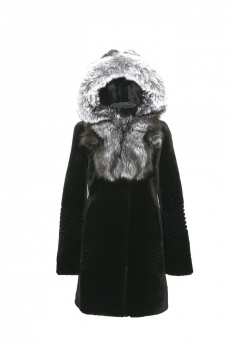 Пальто женское из овчины с капюшоном 5303-18