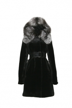 Пальто женское из овчины с капюшоном 7893A-Z18