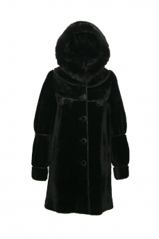 Пальто женское из овчины с капюшоном SA15142-33-Y16-1SD