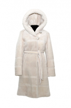 Пальто женское из овчины с капюшоном S-1875-F-05-1-1F-01