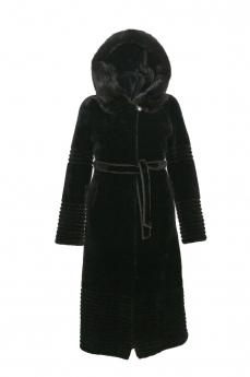 Пальто женское из овчины с капюшоном SF105-002-13YR