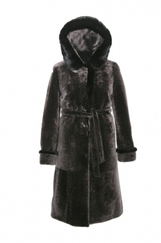 Пальто женское из овчины с капюшоном F0360-82