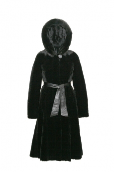Пальто женское из овчины с капюшоном SA15259-3Y16SD