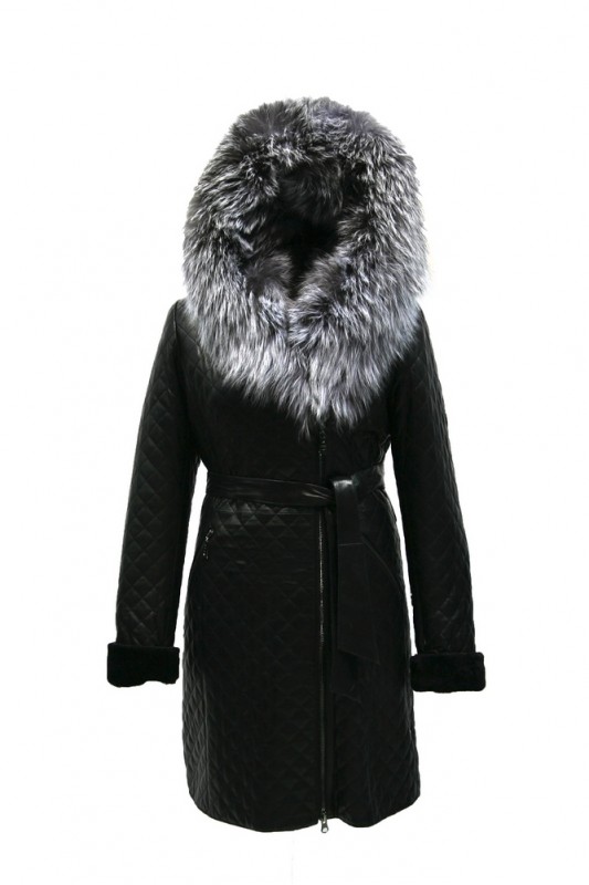 Изображение - Пальто кожаное на овчине женское  с капюшоном D230-1-A1 D230-1-A1