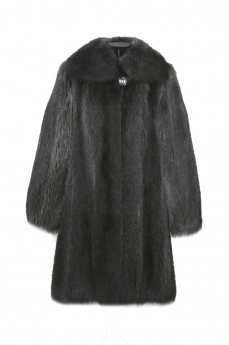 Пальто женское из енота с воротником ESV-100