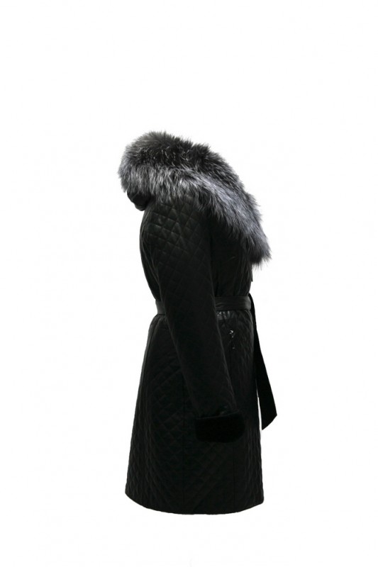 Изображение - Пальто кожаное на овчине женское  с капюшоном D230-1-A1 D230-1-A1