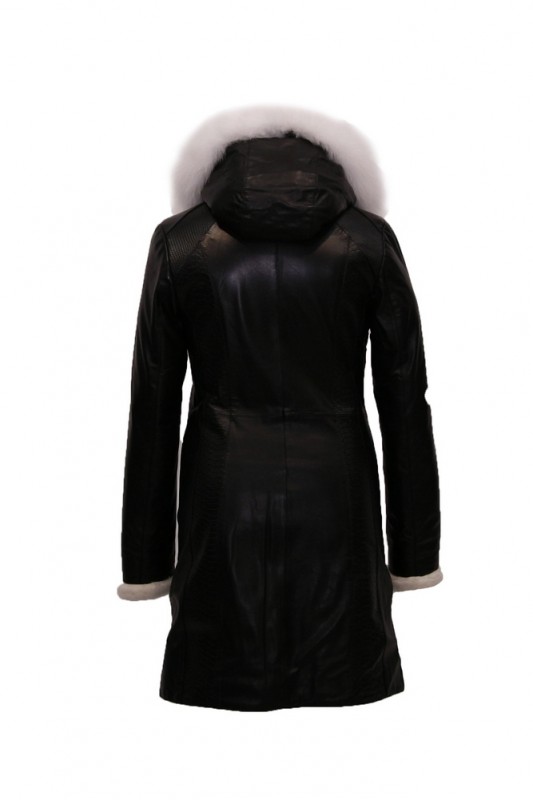 Изображение - Пальто кожаное на овчине женское  с капюшоном 519-2-PZ1 519-2-PZ1