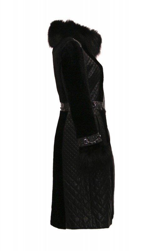 Изображение - Пальто женское из овчины со вставками из натуральной кожи BK66-YIL115 BK66-YIL115