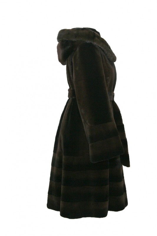 Изображение - Пальто женское из кролика  с капюшоном 130549-EO62 130549-EO62