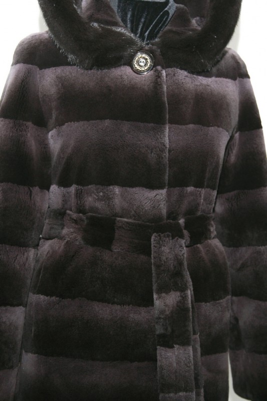 Изображение - Пальто женское из кролика  с капюшоном AO1205-2-12022 AO1205-2-12022