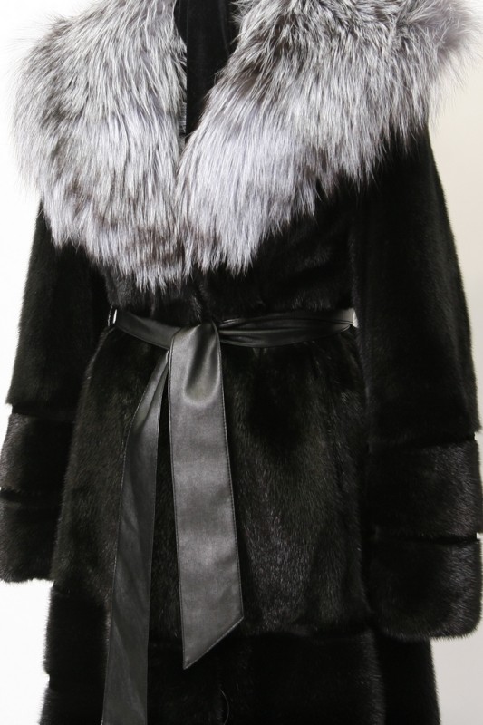 Изображение - Пальто женское из норки с капюшоном W-06X-90-D181302 W-06X-90-D181302