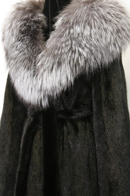 Изображение - Пальто женское из норки с капюшоном  Kap-90-ch-b Kap-90-ch-b