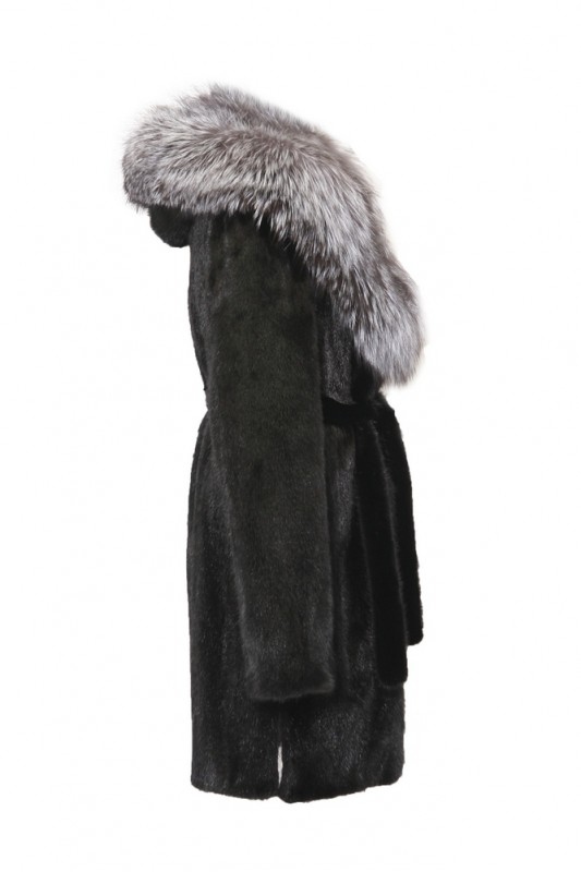 Изображение - Пальто женское из норки с капюшоном  Kap-90-ch-b Kap-90-ch-b