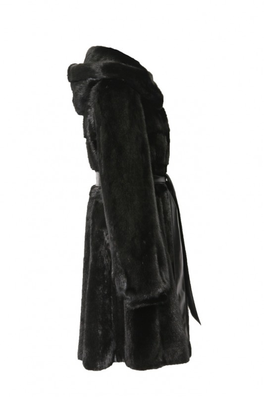 Изображение - Пальто женское из норки с капюшоном  F-207-WR000307-100 F-207-WR000307-100