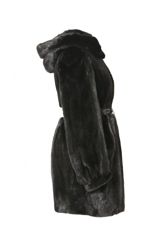 Изображение - Пальто женское из норки с капюшоном С-319-85-TUL С-319-85-TUL